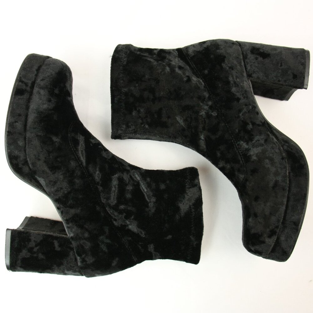 Vintage HighLights Velvet Velour Chunky Platform Ankle Boots Booties Heels 6 90s